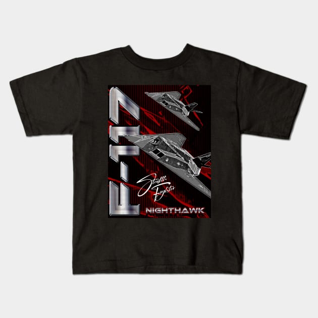 F-117 NIGHTHAWK T SHIRT STEALTH FIGHTER BOMBER JET PLANE Kids T-Shirt by aeroloversclothing